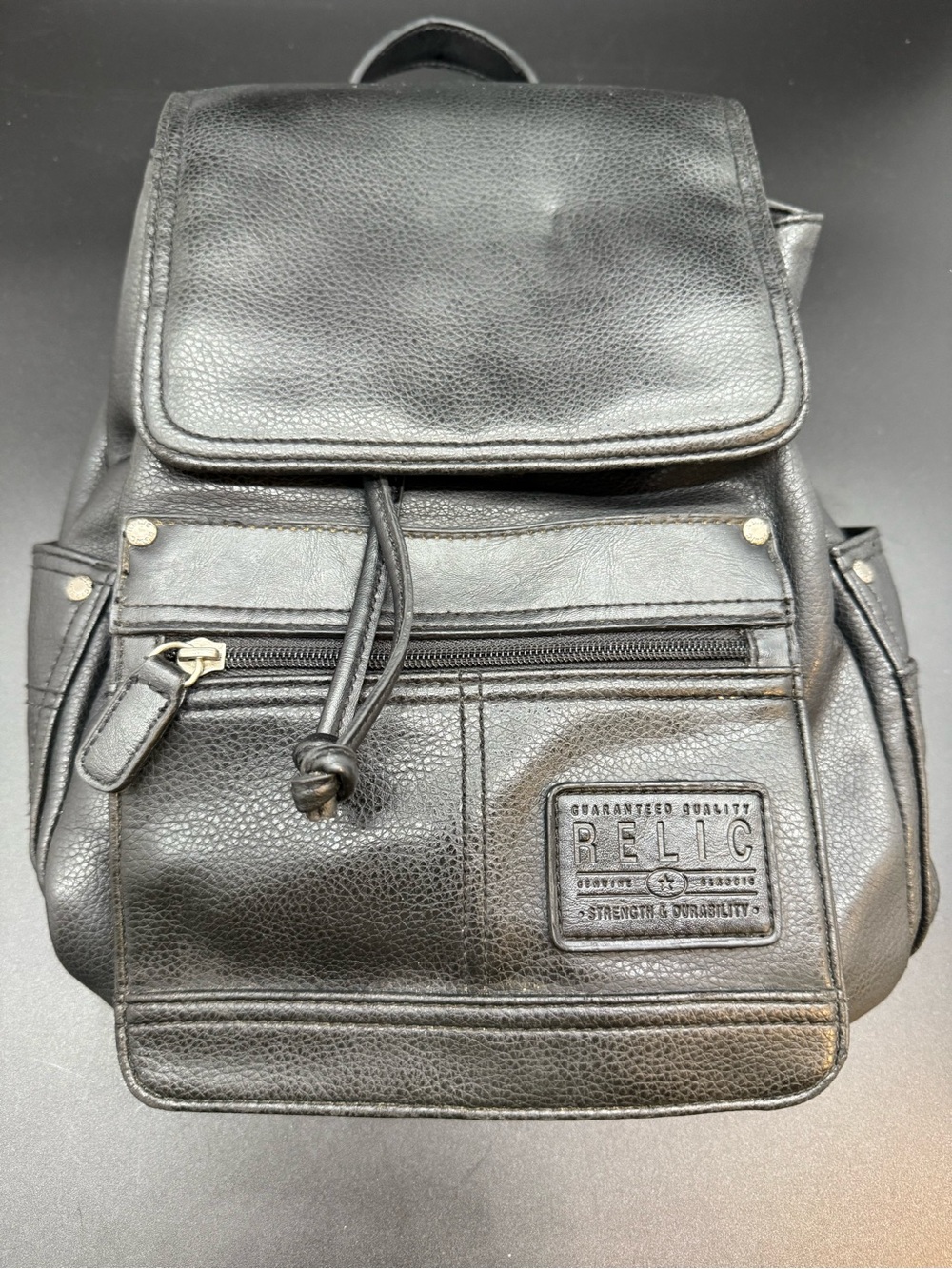 Relic Black Leatherette Unisex Backpack